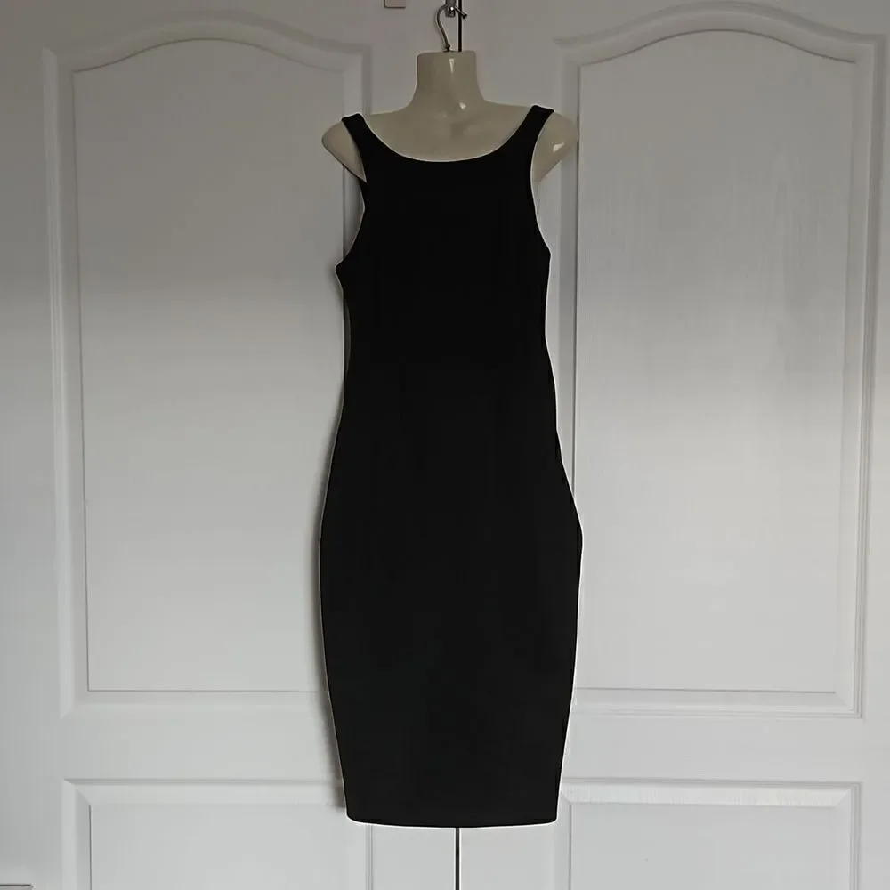 HP Marciano Cocktail Bodycon Midi  Dress With Sheer Back Small Black - Picture 2 of 16
